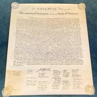 LOT 170: Patriotic Collection - USA Flags, Cannon Ball, Miniature Liberty Bell, Signed Prints (Joseph L Voelker), Declaration of...