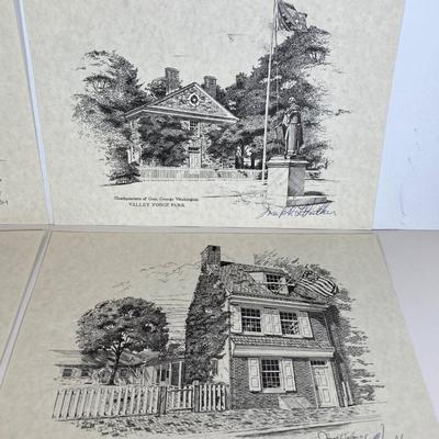 LOT 170: Patriotic Collection - USA Flags, Cannon Ball, Miniature Liberty Bell, Signed Prints (Joseph L Voelker), Declaration of...