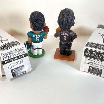 LOT 172: McDonald's / Philly Sports Bobble Heads - Phillies' Jim Thome and Pat Burrell, 76er's Allen Iverson, Eagle's...