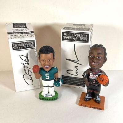 LOT 172: McDonald's / Philly Sports Bobble Heads - Phillies' Jim Thome and Pat Burrell, 76er's Allen Iverson, Eagle's...