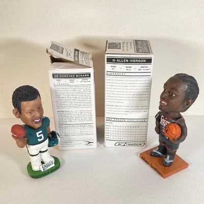 LOT 172: McDonald's / Philly Sports Bobble Heads - Phillies' Jim Thome and Pat Burrell, 76er's Allen Iverson, Eagle's...