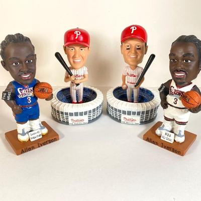 LOT 173: McDonald's / Philadelphia Sports Bobble Heads - 76er's Allen Iverson (Blue and White Jerseys) and Phillies' Jim...