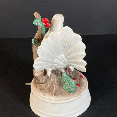 LOT 177: Fenton Hob Nail Ruffled Top Milk Glass Pedestal Compote, Arnart Porcelain Musical Dove Sculpture, Hallmark Serving Dishes and More