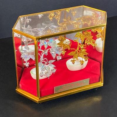 LOT 178: Beautiful Asian Decorative Collection - Sphinx, Silver / Gold Tone Trees in Mirrored Glass Box and More