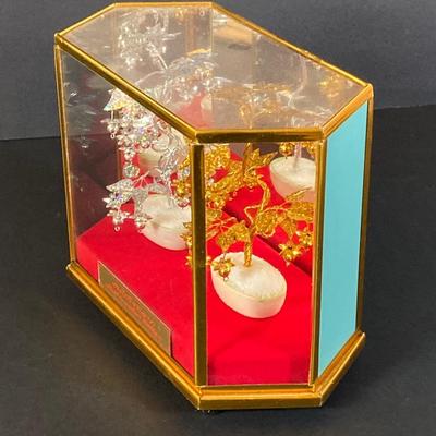 LOT 178: Beautiful Asian Decorative Collection - Sphinx, Silver / Gold Tone Trees in Mirrored Glass Box and More