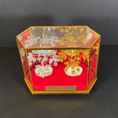 LOT 178: Beautiful Asian Decorative Collection - Sphinx, Silver / Gold Tone Trees in Mirrored Glass Box and More