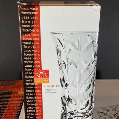 LOT 179: RCR Crystal Italy Entertaining Collection - Vase, Jug, Centerpiece and Bowl