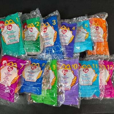 LOT 192: NIP McDonalds Happy Meal Toys: 2013 Power Ranger Mega Force 1-6 Set & 1999 Ty Teenie Beanie 1-12 Set