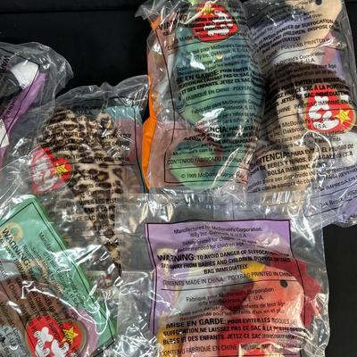 LOT 192: NIP McDonalds Happy Meal Toys: 2013 Power Ranger Mega Force 1-6 Set & 1999 Ty Teenie Beanie 1-12 Set