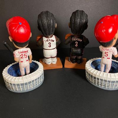 LOT 195: McDonald's / Philadelphia Sports Bobble Heads - Two Allen Iverson (76ers), Phillies Jim Thome and Pat Burrell