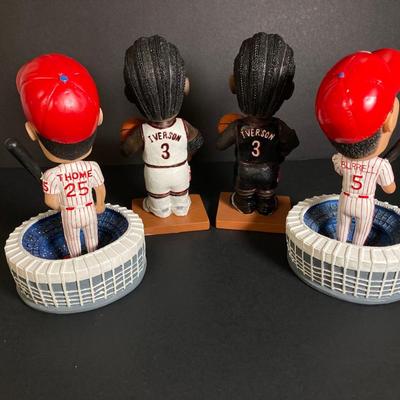 LOT 195: McDonald's / Philadelphia Sports Bobble Heads - Two Allen Iverson (76ers), Phillies Jim Thome and Pat Burrell