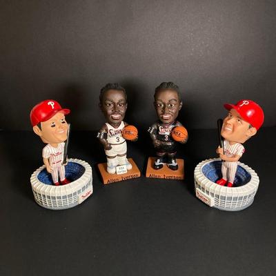 LOT 195: McDonald's / Philadelphia Sports Bobble Heads - Two Allen Iverson (76ers), Phillies Jim Thome and Pat Burrell