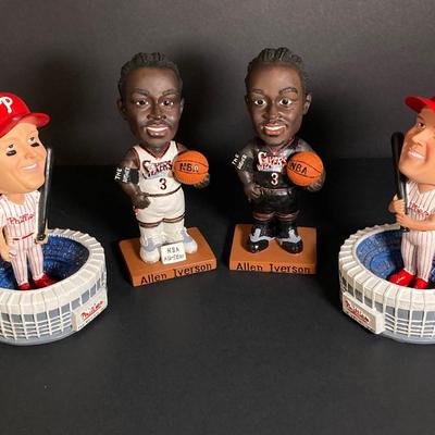 LOT 195: McDonald's / Philadelphia Sports Bobble Heads - Two Allen Iverson (76ers), Phillies Jim Thome and Pat Burrell