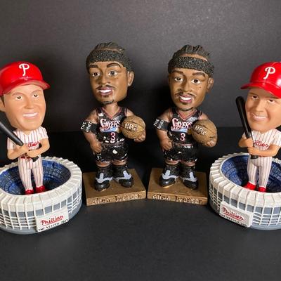 LOT 196: Philadelphia Sports / McDonald's Bobble Heads - Two Limited Edition Gold Allen Iverson (76ers) Numbered with C.O.A.,...