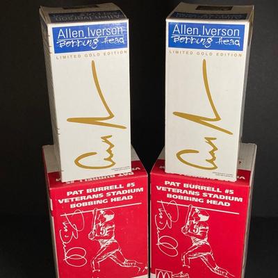 LOT 196: Philadelphia Sports / McDonald's Bobble Heads - Two Limited Edition Gold Allen Iverson (76ers) Numbered with C.O.A.,...