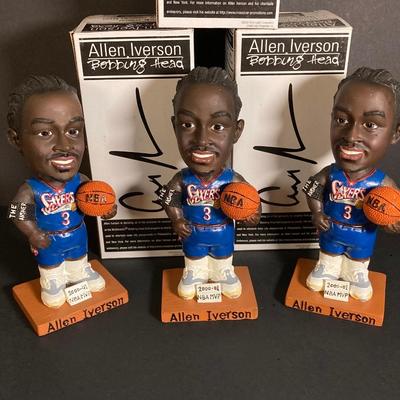 LOT 197: Three Allen Iverson (76ers) NBA MVP Blue Jersey McDonald's / Philadelphia Sports Bobble Heads