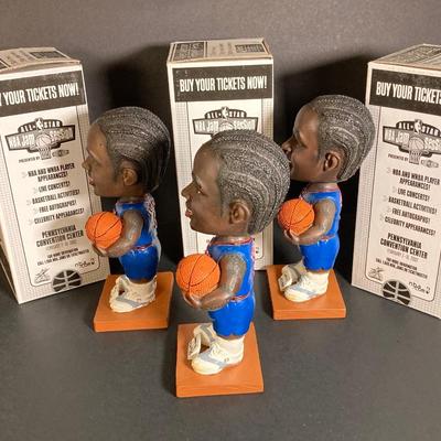 LOT 197: Three Allen Iverson (76ers) NBA MVP Blue Jersey McDonald's / Philadelphia Sports Bobble Heads