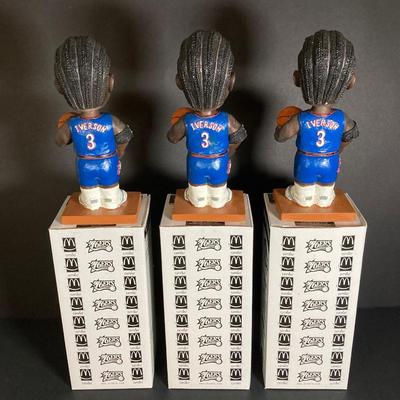 LOT 197: Three Allen Iverson (76ers) NBA MVP Blue Jersey McDonald's / Philadelphia Sports Bobble Heads
