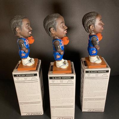 LOT 197: Three Allen Iverson (76ers) NBA MVP Blue Jersey McDonald's / Philadelphia Sports Bobble Heads