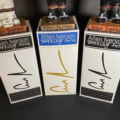 LOT 198: Philadelphia 76ers' / McDonald's Allen Iverson Bobble Heads (Three) - Limited Edition Gold Edition Numbered with...