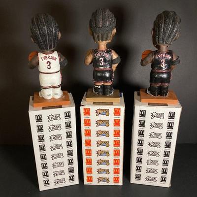 LOT 198: Philadelphia 76ers' / McDonald's Allen Iverson Bobble Heads (Three) - Limited Edition Gold Edition Numbered with...