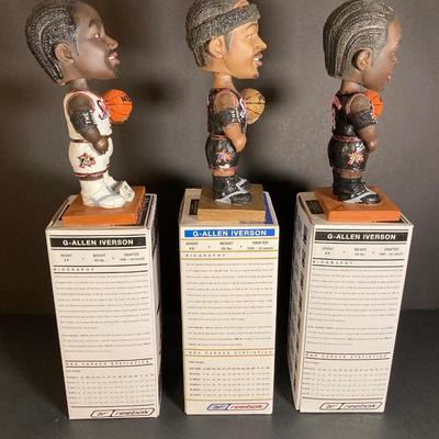 LOT 198: Philadelphia 76ers' / McDonald's Allen Iverson Bobble Heads (Three) - Limited Edition Gold Edition Numbered with...