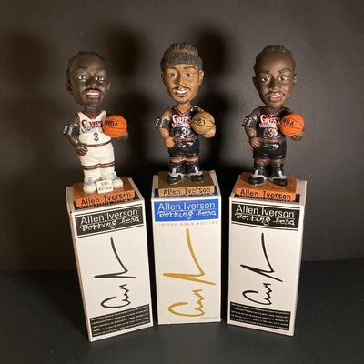 LOT 198: Philadelphia 76ers' / McDonald's Allen Iverson Bobble Heads (Three) - Limited Edition Gold Edition Numbered with...
