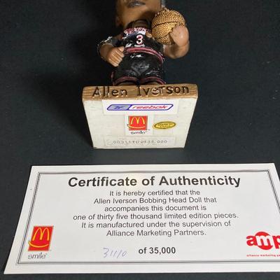 LOT 198: Philadelphia 76ers' / McDonald's Allen Iverson Bobble Heads (Three) - Limited Edition Gold Edition Numbered with...