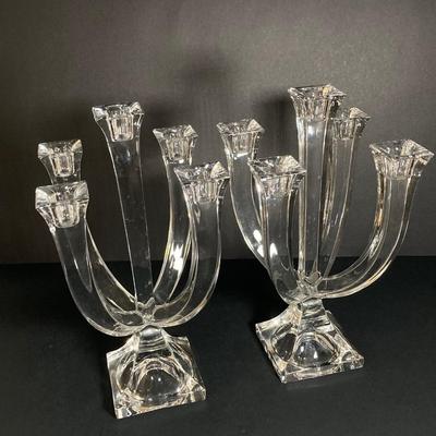 LOT 200: Shannon Crystal by Godinger Three Piece Candle Holder Set