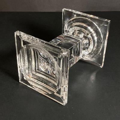 LOT 200: Shannon Crystal by Godinger Three Piece Candle Holder Set