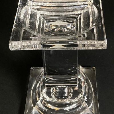 LOT 200: Shannon Crystal by Godinger Three Piece Candle Holder Set