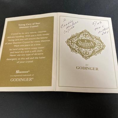 LOT 200: Shannon Crystal by Godinger Three Piece Candle Holder Set