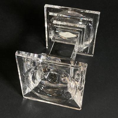 LOT 200: Shannon Crystal by Godinger Three Piece Candle Holder Set