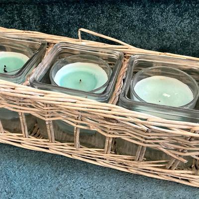 LOT 202: Large Home Decor Collection - Wicker Basket, Frames, Easel, Prints, Candles, Candle Holders and More