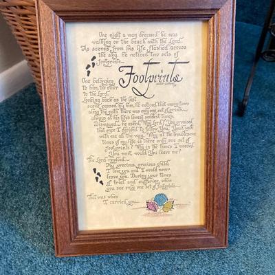 LOT 202: Large Home Decor Collection - Wicker Basket, Frames, Easel, Prints, Candles, Candle Holders and More