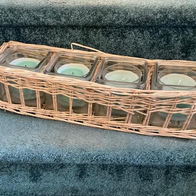 LOT 202: Large Home Decor Collection - Wicker Basket, Frames, Easel, Prints, Candles, Candle Holders and More