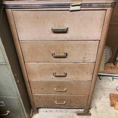 LOT 205: Vintage American Greetings Metal Storage Unit and Contents