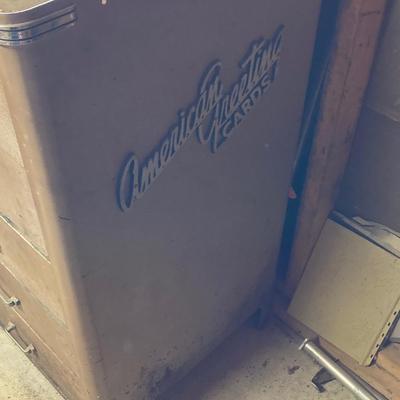 LOT 205: Vintage American Greetings Metal Storage Unit and Contents