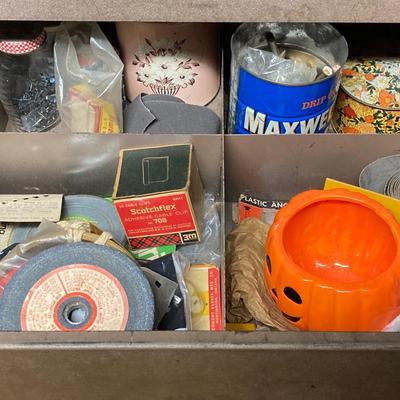 LOT 205: Vintage American Greetings Metal Storage Unit and Contents
