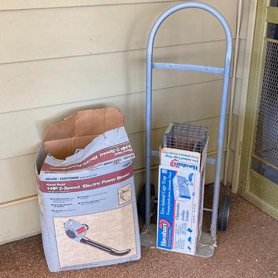 LOT 206: Craftsman Electric Power Blower, Milwaukee Hand Truck and Havahart Animal Cage Trap
