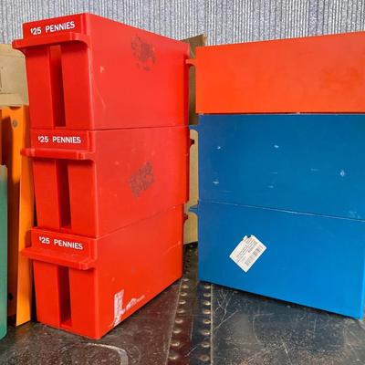 LOT 207: Large Lot of Currency Holders / Wrappers, Vintage Money Bags, Tape Dispenser and Rolls of Tape