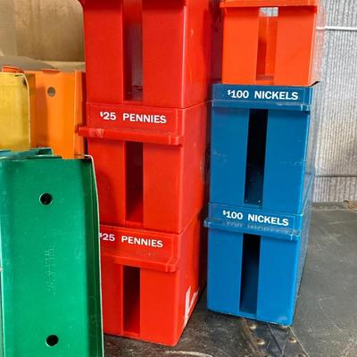 LOT 207: Large Lot of Currency Holders / Wrappers, Vintage Money Bags, Tape Dispenser and Rolls of Tape