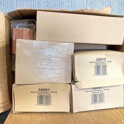 LOT 207: Large Lot of Currency Holders / Wrappers, Vintage Money Bags, Tape Dispenser and Rolls of Tape