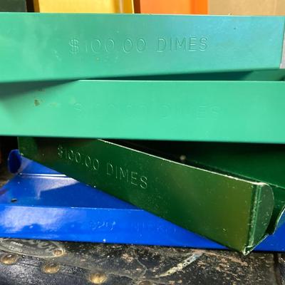 LOT 207: Large Lot of Currency Holders / Wrappers, Vintage Money Bags, Tape Dispenser and Rolls of Tape