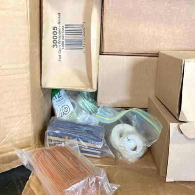 LOT 207: Large Lot of Currency Holders / Wrappers, Vintage Money Bags, Tape Dispenser and Rolls of Tape