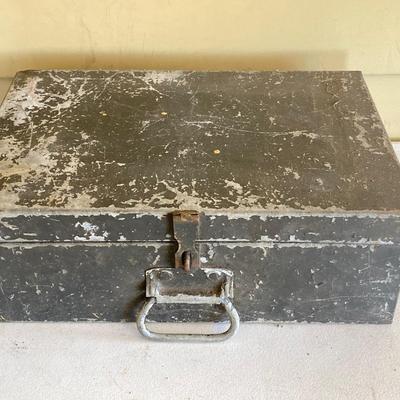 LOT 208: Two Vintage Metal Toolboxes with Contents - Red Mopar Dodge and Olive Drab