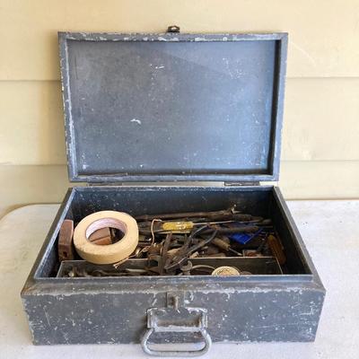 LOT 208: Two Vintage Metal Toolboxes with Contents - Red Mopar Dodge and Olive Drab