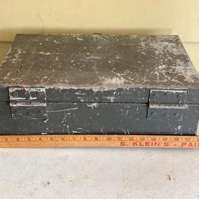 LOT 208: Two Vintage Metal Toolboxes with Contents - Red Mopar Dodge and Olive Drab