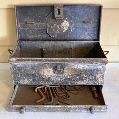 LOT 210: Pair of Vintage Metal Toolboxes and Contents