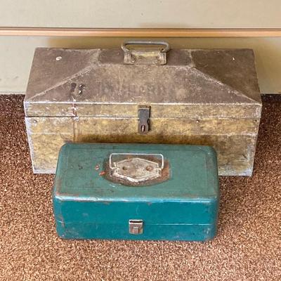 LOT 211: Two Vintage Metal Tool / Storage Boxes and Contents